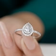 thumbnail image 3 of Rosec Jewels Moissanite Teardrop Engagement Ring with Halo - 1 Ct - 6X8 mm Pear Shape - D-VS1 Quality, 14K White Gold, US 7.00, 3 of 7