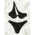 thumbnail image 4 of Traje baño con estampado fresa para mujer, Top con cuello Halter, sujetadores y Tanga, traje baño pequeño con lazo, 4 of 5