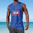 thumbnail image 5 of Mens Patriotic Tank Tops 4th of July Cutoff Graphic Gym Workout Tanks Workout Sleeveless Muscle Shirts Blue, XL, 5 of 5
