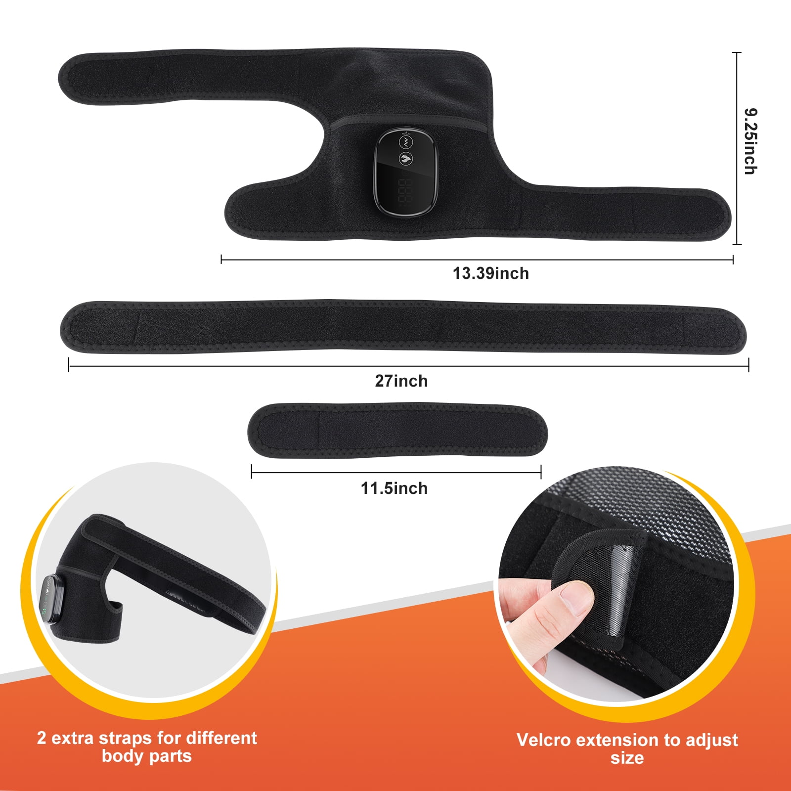 Flaremore Heating Knee Massager,Knee Shoulder Elbow 3-in-1 Heating Vibration Massager,Portable Wireless Heated Knee Brace Wrap Relax for Office,Study,Black 1PCS