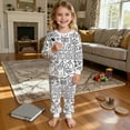 thumbnail image 2 of Yuncity Girls Pajamas Halloween Fall Crew Neck Long Pants Pajama Set Cozy Loungewear Soft Nightwear Casual Sleepwear Size 2-3 Years White, 2 of 8
