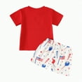 thumbnail image 4 of Kedxroy Toddler Baby Boy Clothes Letter Short Sleeve T Shirt Top Boys Shorts with Pocket Cute Summer Outfit 2Pcs Set(Z03-Red,3-6 M), 4 of 8
