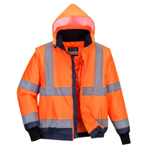 Portwest Hi-Vis Essential 2-in-1 Bomber Jacket with tape Reflective Safety MJ464