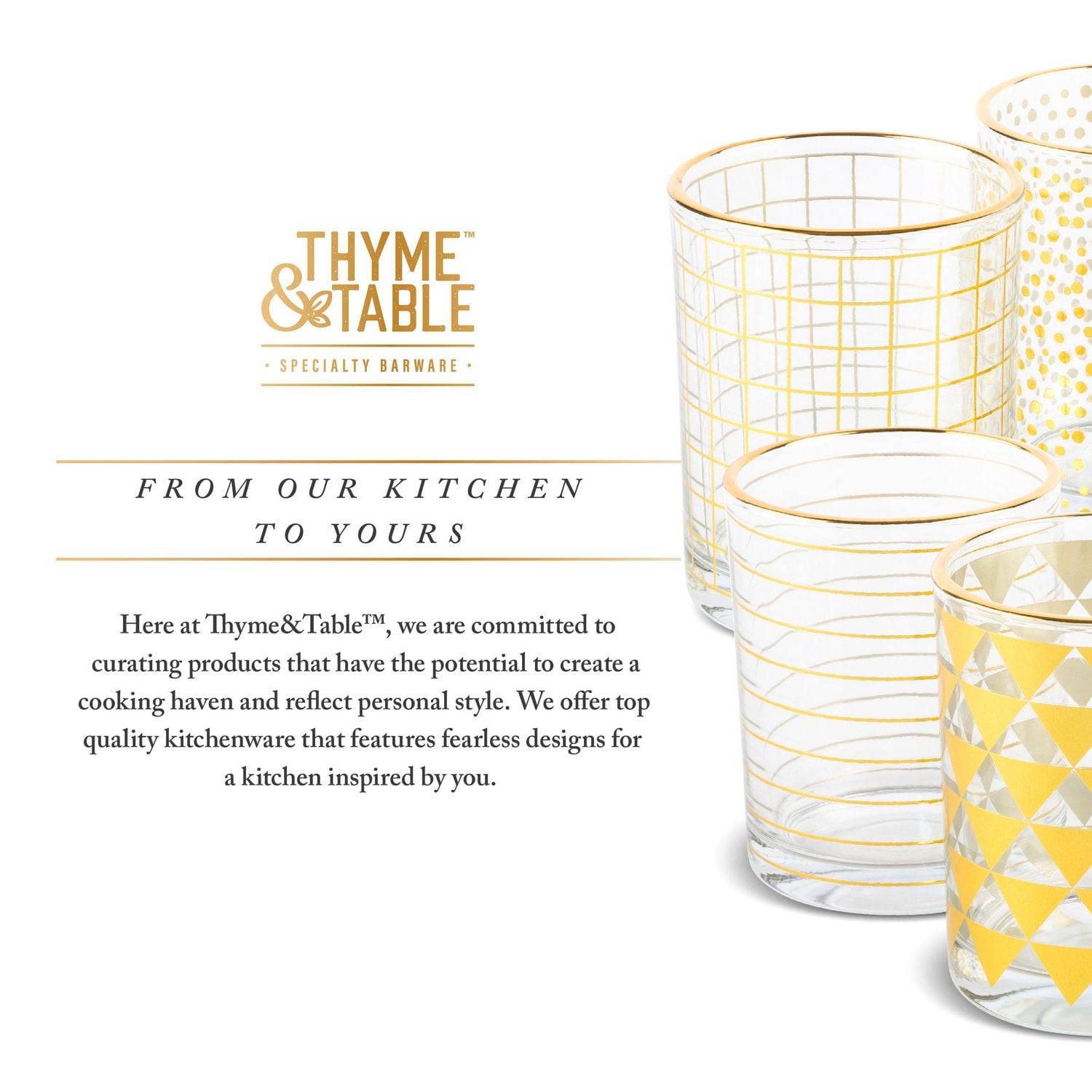 Thyme & Table Rocks Glasses, 11 oz, 4 Piece Set, barware