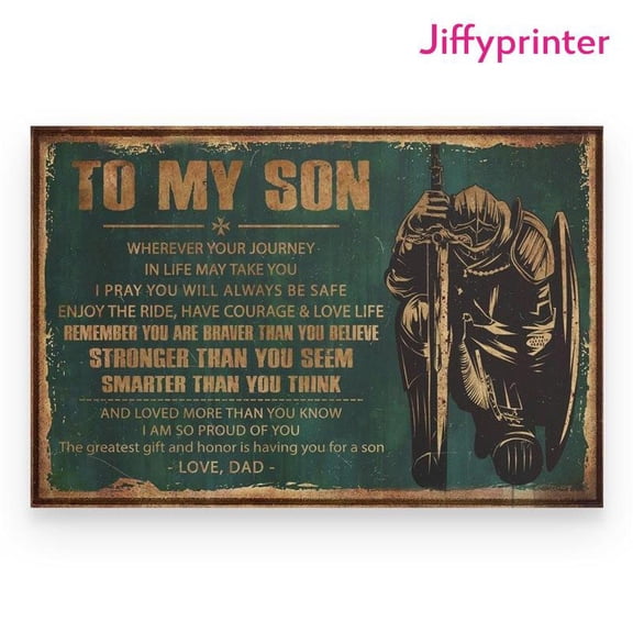 Spartan To My Son I Am So Proud Of You Poster Wall Art Horizontal 11 x 17 Inch Poster