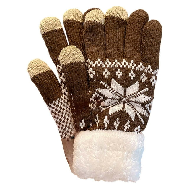 Knitted Cold Proof Plush Thickened Christmas Gloves