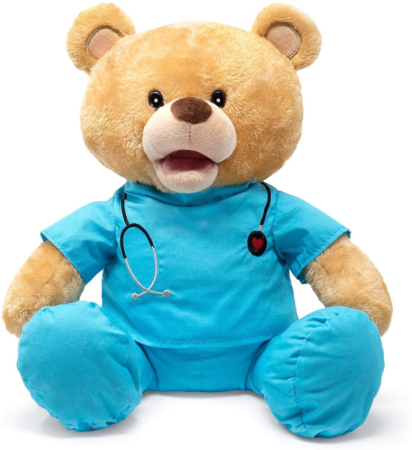 Cuddle Barn Feel Good Glenn 10 Bear Animated Stuffed Animal Plush Toy Teddy Bear in Blue Scrubs Sings I Feel Good 
