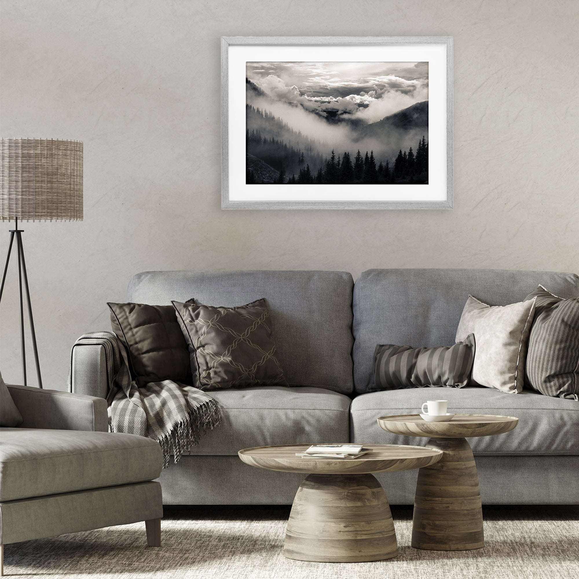 Billowing Fog Atmosphere Gray Framed Print Under Glass, design by Decent Exposures