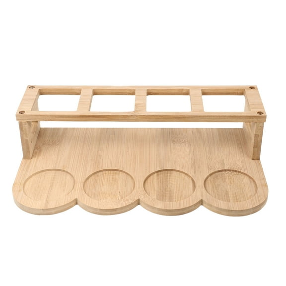 OUNONA Wooden Oil Bottle Stand For Kitchen Accessories 1Pack Khaki 12.58x7.07x3.54in