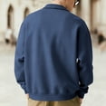 thumbnail image 4 of Work Polo Shirts for Men Long Sleeve Button Down Tee Shirts Basic Blue Men Outfits, 4 of 5