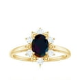 thumbnail image 4 of Rosec Jewels Nature Inspired Flower Ring, Oval Shape Black Opal Ring with Diamond Halo, 10K Yellow Gold, US 6.00, 4 of 9