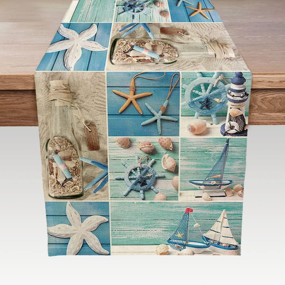 Beach Table Runners, Nautical Theme Runner for Kitchen, Coastal Ocean