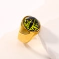 thumbnail image 3 of PAMTIER Unisex Stainless Steel Personality Vintage Punk Round Cut Eye of God Bloody Yellow Gemstone Ring Hip Hop All Seeing Eye Band Size 8, 3 of 5