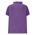 thumbnail image 6 of Wrinkle-Resistant Linen-Blend Button-Down Office Essential with Hidden Placket, Spring Weekend Brunch & Farmers Market Outfits, Purple Cotton Linen Shirts for Women Short Sleeve Button down Top, 6 of 6