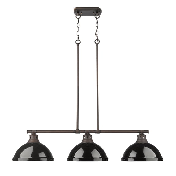 Yep by Golden Lighting Duncan 3-light Island Light in Rubbed Bronze and Black shade