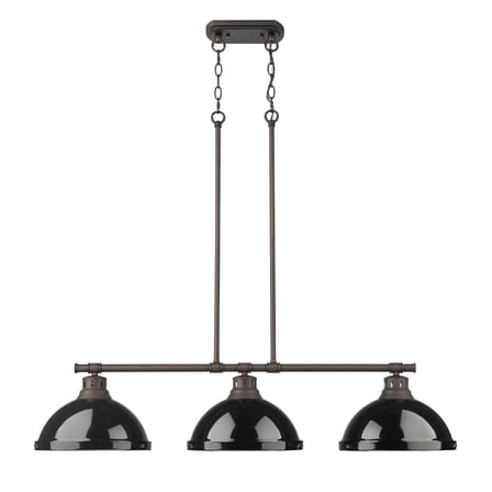 Yep by Golden Lighting Duncan 3-light Island Light in Rubbed Bronze and Black shade