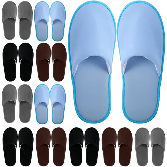 12 Pair Disposable Slippers for Guests Non Slip Disposable House Slippers Washable Reusable for Spa Travel Hotel Indoor Shoeless Home Bride Bathroom