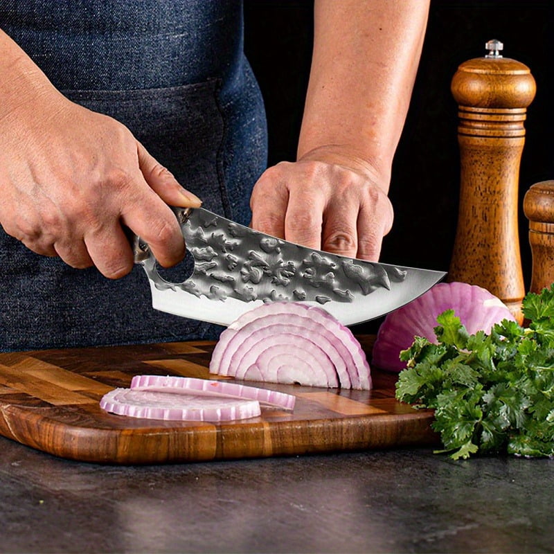 7PCS Professional Kitchen Chef Knife Set Including Stainless Steel Chef Butcher Utility Boning Fish Multipurpose Meat Cleaver Kitchen Cutting Hand Tools for Cooking and Food Preparation