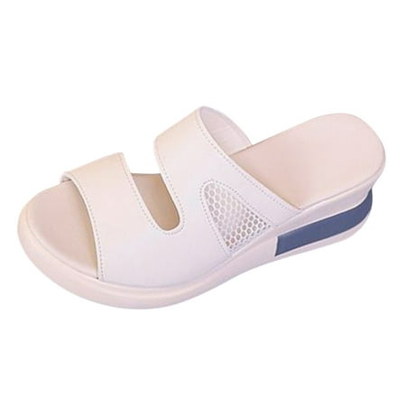 

nsendm Espadrille Wedge Sandals for Women Soled Thick Casual Sandals Fashion Leisure Sandals for Women Cushioned Beige 8.5