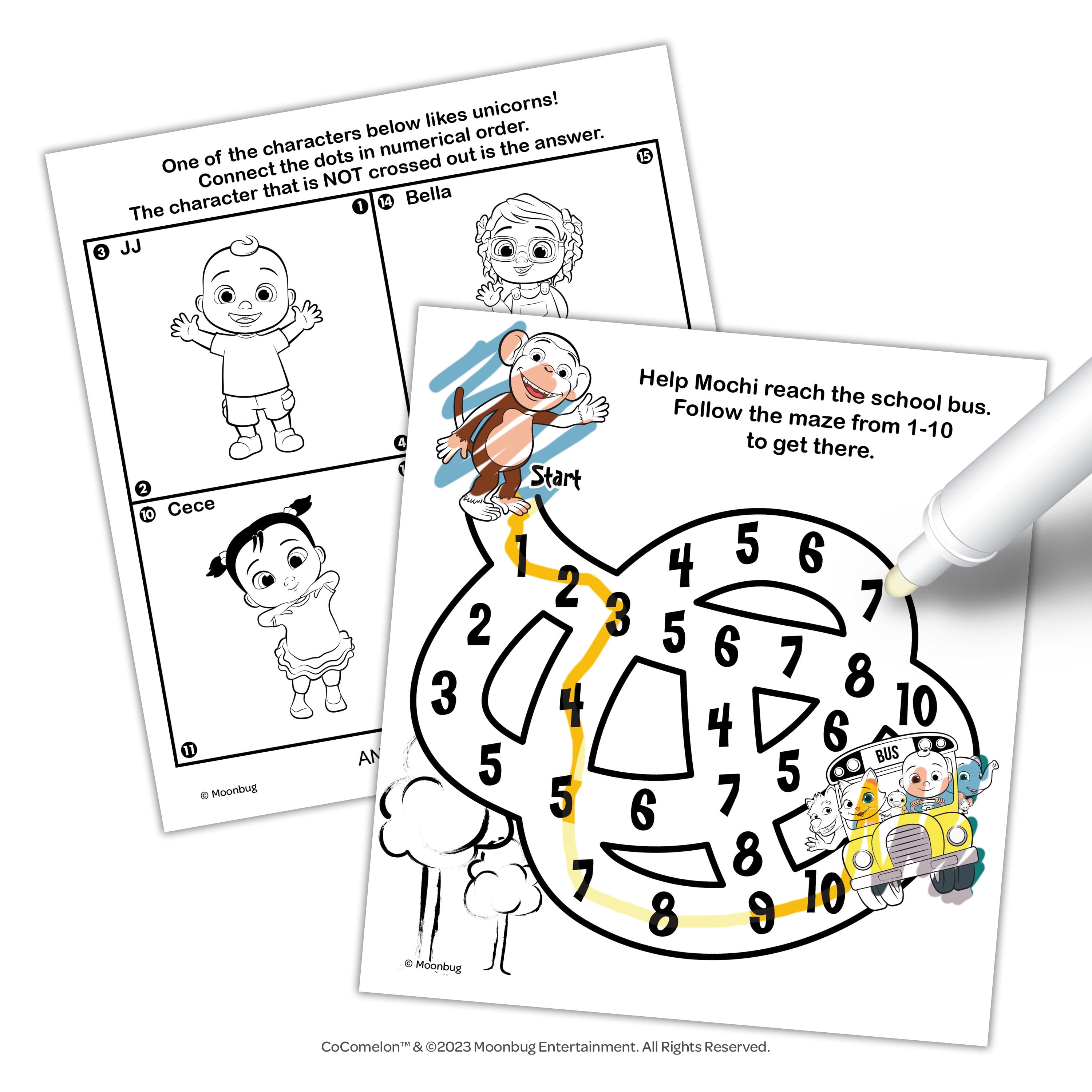 CoComelon 12-Page Imagine Ink Coloring Pad with Imagine Ink Stickers and Mess Free Marker; Paperback Children's Book