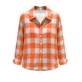 thumbnail image 5 of Womens Casual Checkered Jacket Collared Long Sleeve Gingham Plaid Shirts Loose Fit Button Front Casual Everyday Blouse, 5 of 8