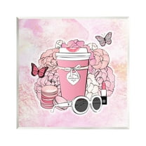 Stupell Industries Pink Glam Coffee & Accessories Botanical & Floral Painting Unframed Art Print Wall Art, 12 x 12