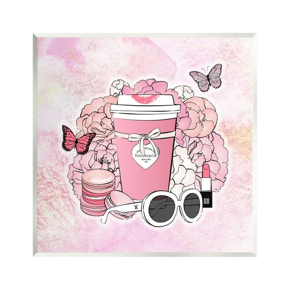 Stupell Industries Pink Glam Coffee & Accessories Botanical & Floral Painting Unframed Art Print Wall Art, 12 x 12