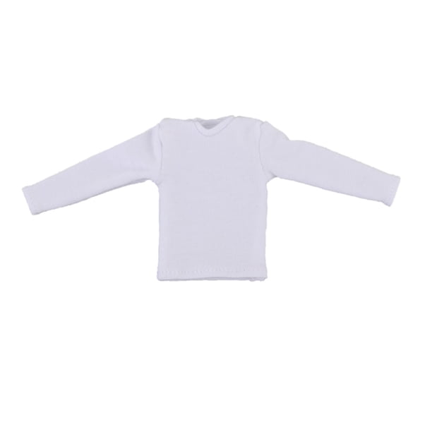 Camiseta de manga larga en miniatura 1:12, ropa de muñeca hecha a mano para modelo de muñeca de 6 pulgadas, Blanco