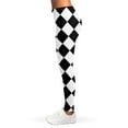 thumbnail image 3 of White And Black Argyle Pattern Print Leggings, Funny Sexy Yoga Leggings For Women., 3 of 5