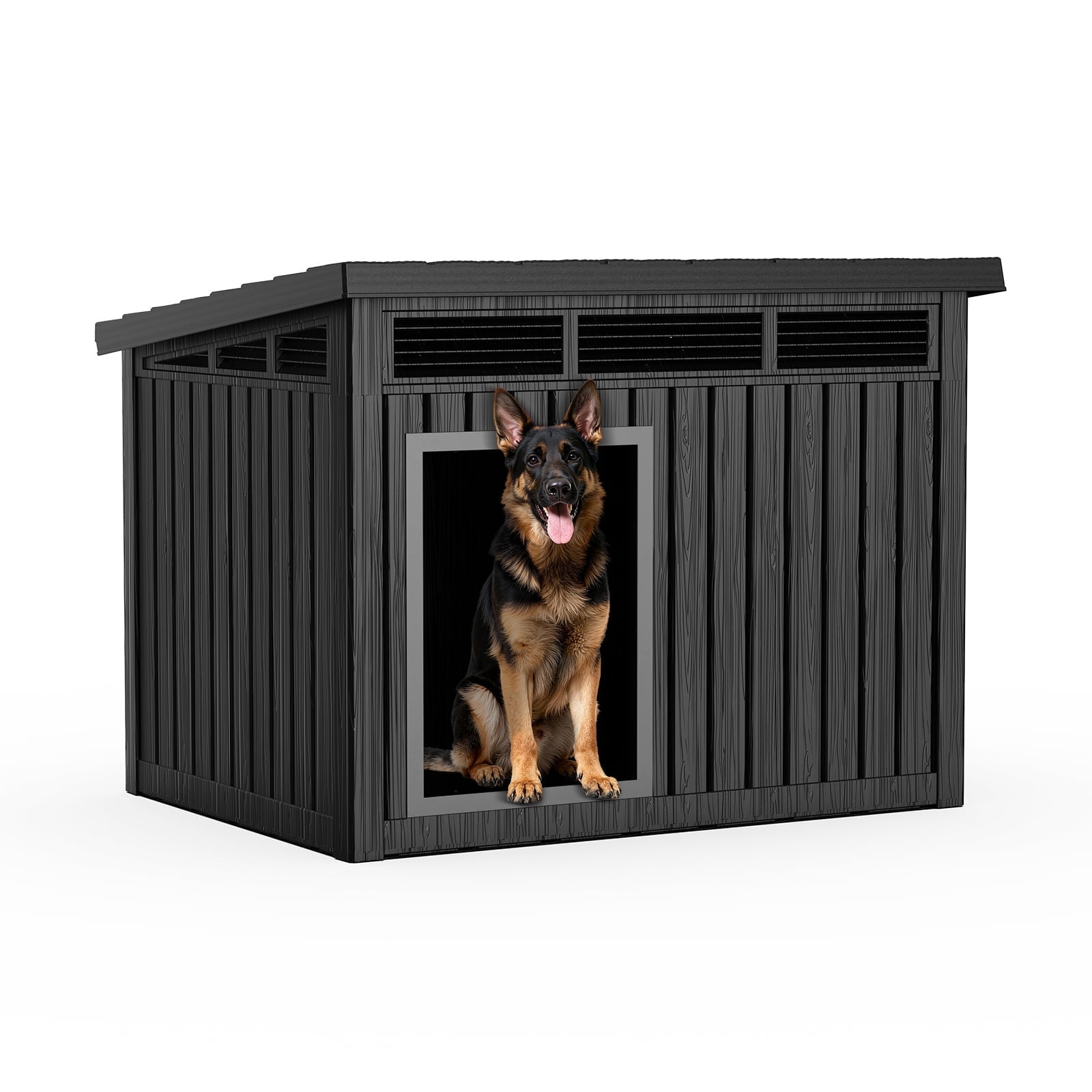 EasyUp Dog House for Both Indoor and Outdoor with Weatherproof Roof Removable Floors for Medium to Large Dogs Interior Space (Black, Large (42.87 * 32.95 * 31.61''))