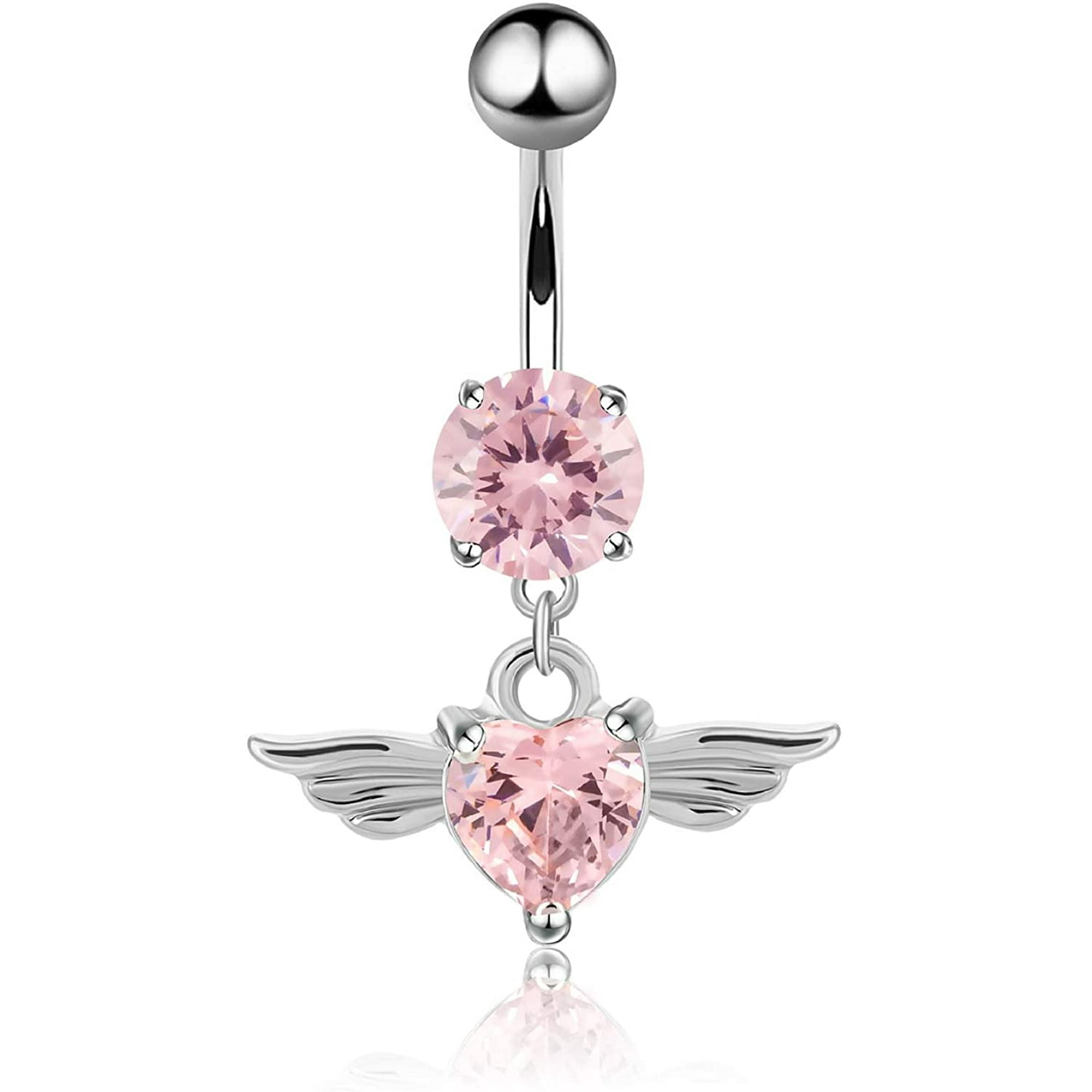 Surgical Steel Star Angel Wings Dangle Belly Button Navel Ring Surgical Steel Star Angel Wings Dangle Belly Button Navel Ring