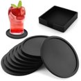 thumbnail image 1 of XISOBO Coaster Set of 8 - Coasters Silicone Table Protector for Any Table Type, Sandstone, Marble, Stone Tables - Perfect Soft Coaster for Any Size of Drinking Glasses. (Black), 1 of 7