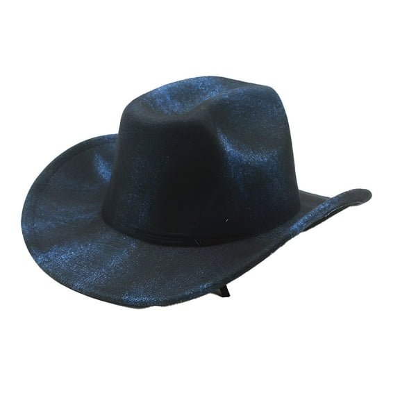 TELOLY Cowboy Hats,Curved Brim Structured Shape Cowgirl Hats Women,Classic British Jazz Style Mens Cowboy Hat,Blue