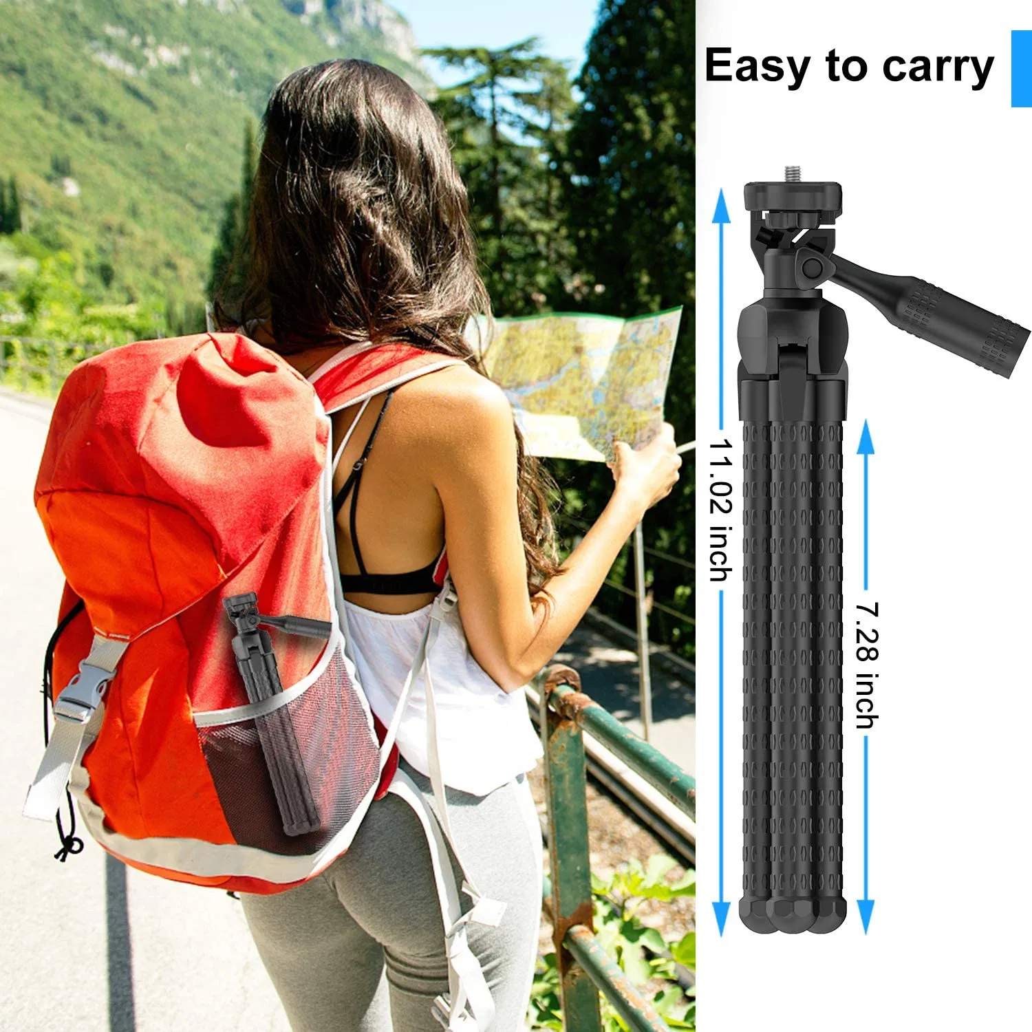 Adjustable Portable Phone, Camera, Flat Tripod, Camera Stand, Wireless Remote Control, Bluetooth, Wide Compatibility, 360° Adjustable, Universal Phone Tripod