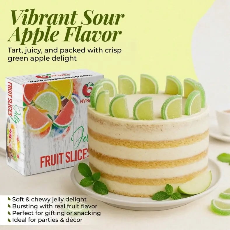 NY SPICE SHOP Sour Apple Jelly Fruit Slices - 3 Pound - Jelly Fruit Slices - Jelly Slices Candy