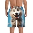 thumbnail image 3 of Kdxio Blue Sky Cute Wolf Pattern Mens Casual Shorts - Drawstring Summer Beach Sports Shorts for Men, 3 of 5
