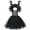 Black, variant on IBTOM CASTLE Kids Girls Witch Costume Handmade Knitted Tulle Dress with Horns Headband Halloween Carnival Cosplay Dress up Outfits 6-7 Years Black 4pcs