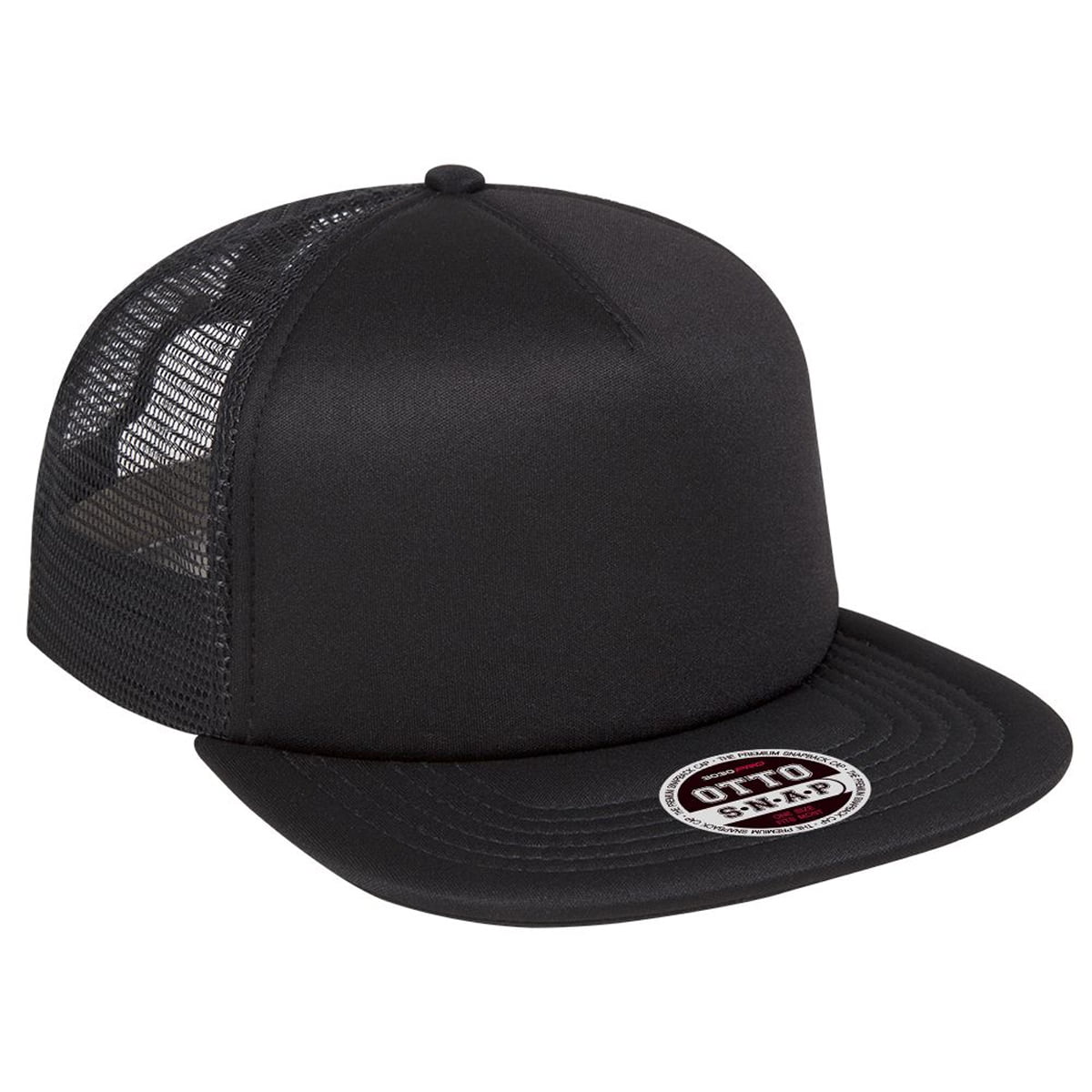 Otto Cap Polyester Foam Front Square Flat Visor 5 Panel Pro Snapback