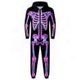 thumbnail image 5 of Tfken Halloween Jumpsuit For Girls Fall Winter Long Sleeve Skeleton Graphic Comfy Casual Hooded Jumpsuit With Pockets Daily Wear Child Fashion Clothes Size 11-12 Years Black, 5 of 6