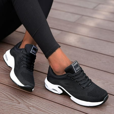 

Lightweight Mesh Lace Up Sneakers Fashion Air Cushion Running Sports Shoes Women‘s Footwear