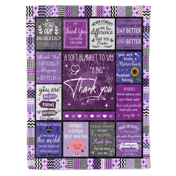 Qiushi Thank You Gifts for Women Blanket 60"x50", Thank You Appreciation Gifts for Coworkers, Employee Appreciation Gift, Teacher Employee Nurse Appreciation Gifts,Purple