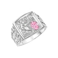 thumbnail image 3 of RYLOS Men's Rings Sterling Silver Rings Lucky Nugget Horse Head 6X4MM Oval Gemstone & Diamond Ring Pink Ice October Birthstone Rings For Men Size 13, 3 of 7