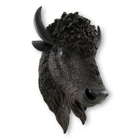 Realistic American Bison Head Statue Wall Mount