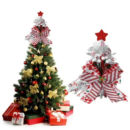 SMKE Christmas Bow Tree Ornament Top Tree Festive Decor Holiday Home Accent Window Seasonal Decor Celebration Tree Adornment Festive Xmas Accessory Home Office Decor Seasonal Tree Topper Silver A SMKE Christmas Bow Tree Ornament Top Tree Festive Decor Holiday Home Accent Window Seasonal Decor Celebration Tree Adornment Festive Xmas Accessory Home Office Decor Seasonal Tree Topper Silver A