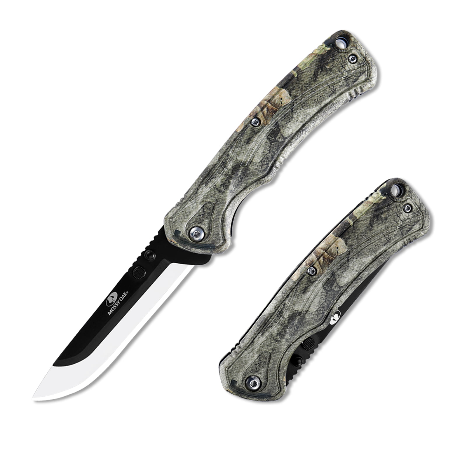 Mossy Oak 13 Pieces Replaceable Blades Knives,4.75 inches Folding Knife Set,with LED Light