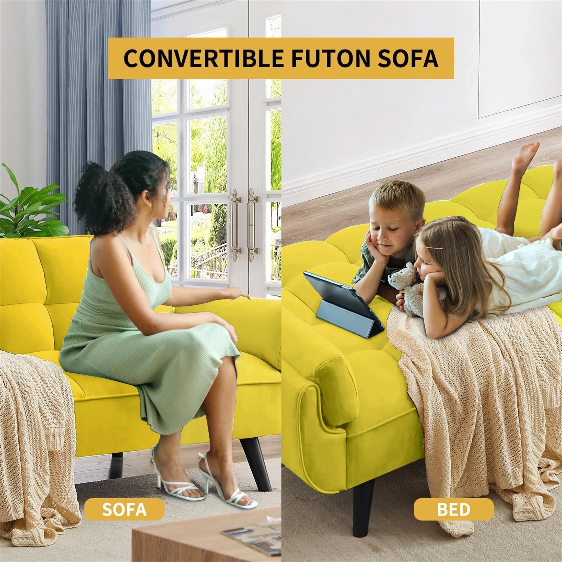 Free Shipping! Aukfa 75 Flared Arm Convertible Tufted Sofa