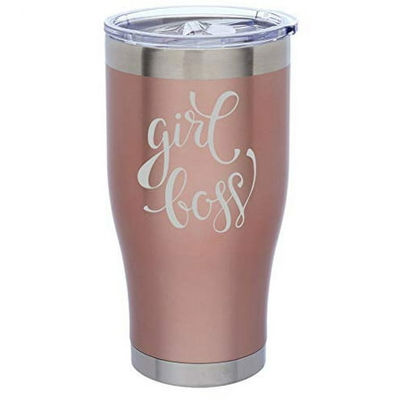 Rose Gold Double Wall Vacuum Insulated Stainless Steel Tumbler Travel Mug Girl Boss (24 oz)