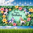 thumbnail image 3 of Pastel Unicorn Banner Colorful Flowers Party Decoration Green Backdrop for Kids Birthday Celebration, 3 of 9