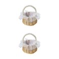thumbnail image 1 of Sidaley Cesta de flores con mango de perla para dama de honor, cestas tejidas para portador de anillos de diseño Simple de compromiso Tipo 2 2Conjunto, 1 of 6