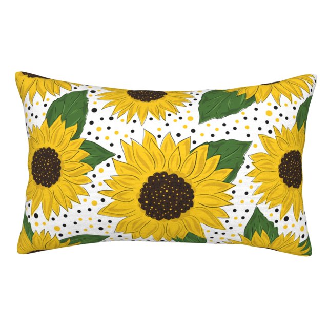 Fotbe Sunflowers Funda de Almohada Decorativa Estilo Occidental, Lujo en Algodón, Fundas para Almohadas King, Cojín Estampado para Decoración del Hogar-14"x20"